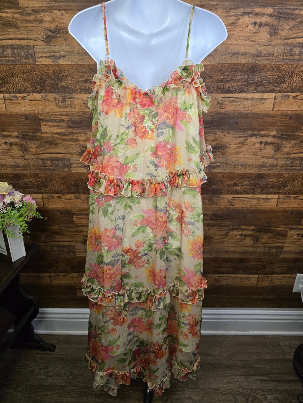 Fate ✨️Cream Dress with Subtle Floral Trim - Picture 2 of 3